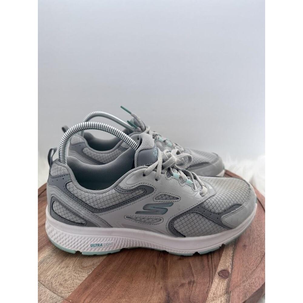Skechers GoRun Consistent Shoes Womens Size 9.5 Gray Teal‎ Goga Mat 128075 GYTQ